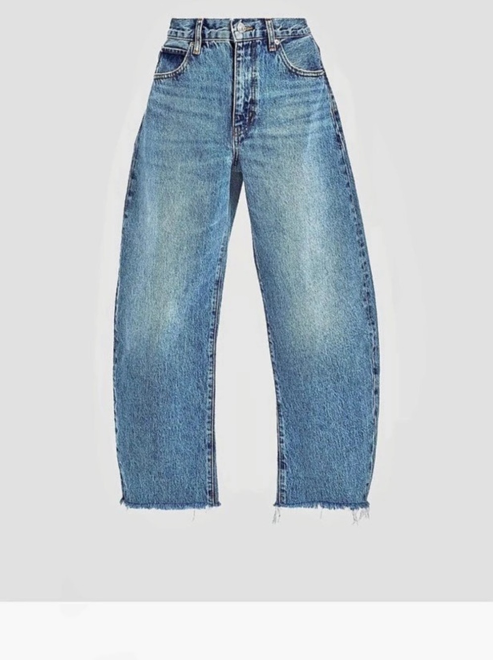 FRAME The Bubble Crop in Rapture Raw Fray Raw Hem Jeans in Blue Waist 28